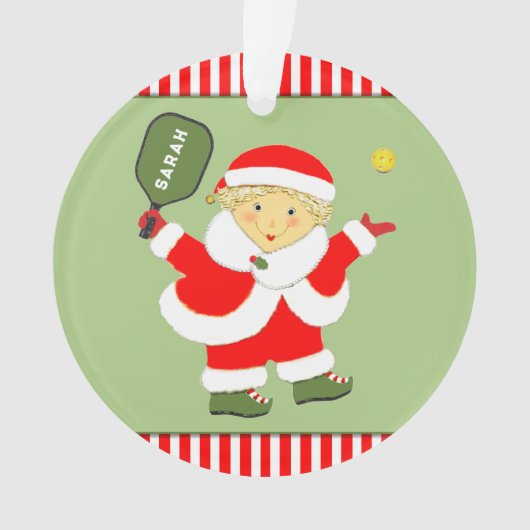 キュートなピックルボール クリスマスの記念品 オーナメント (正面)