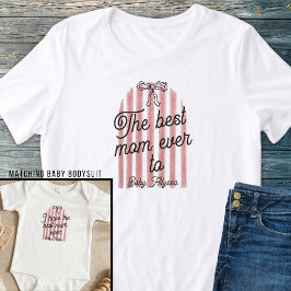 キュートなピンクとホワイトのアーチデザインのベストママ 名前入り トライブレンドTシャツ