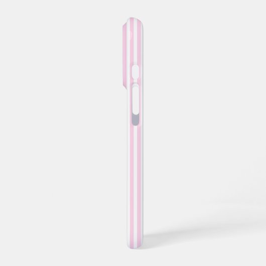 キュートなピンクとホワイトのピンストライプ オーダーメイドネーム iPhoneケース (左側面)