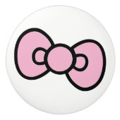 キュートなピンクのお洒落弓 セラミックノブ (正面)