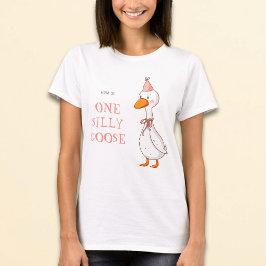 キュートなピンクのひとりっ子ママのシリー・グースの誕生日 Tシャツ