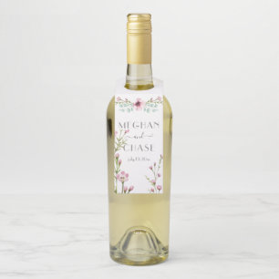 キュートなピンクのアネモンの花とユーカリ ボトルネックタグ