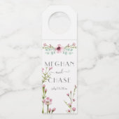 キュートなピンクのアネモンの花とユーカリ ボトルネックタグ (正面)