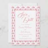 キュートなピンクのウェスタンウェディングデートを保存 セーブザデート (正面)