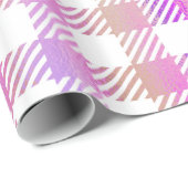 キュートなピンクのオレンジ色の虹色のギンガムパターン ラッピングペーパー (ロールコーナー)