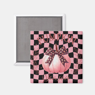 キュートなピンクのカボチャと弓 マグネット