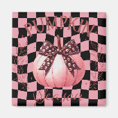 キュートなピンクのカボチャと弓 マグネット (正面)