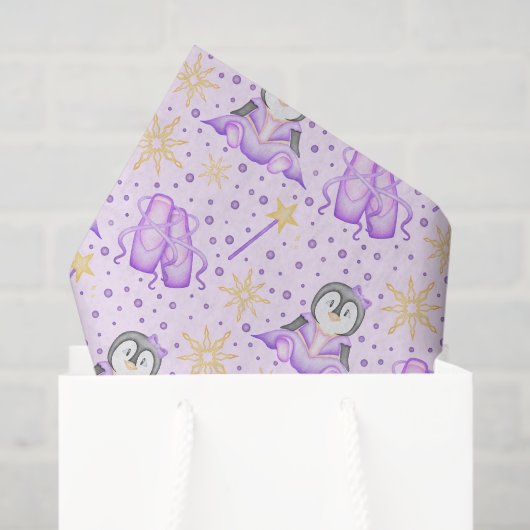 キュートなピンクのクリスマスシュガープラムペンギン 薄葉紙 (ギフトバッグ)