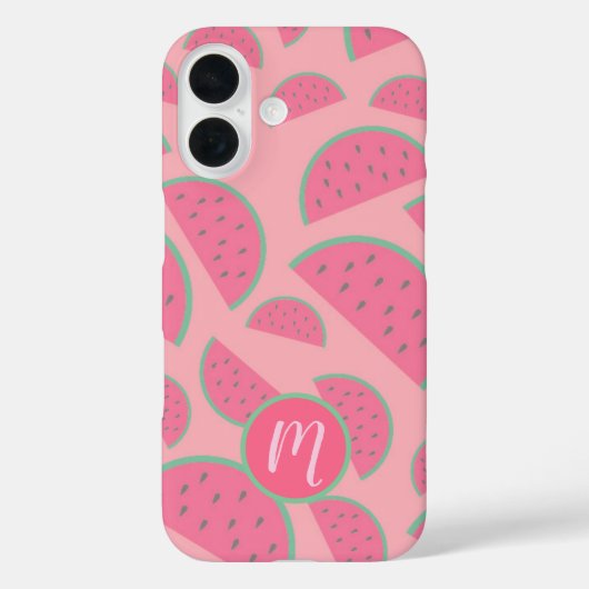 キュートなピンクのスイカ柄モノグラム Case-Mate iPhoneケース (裏面)