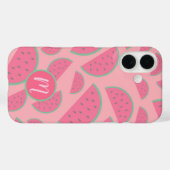 キュートなピンクのスイカ柄モノグラム Case-Mate iPhoneケース (裏面 (横))