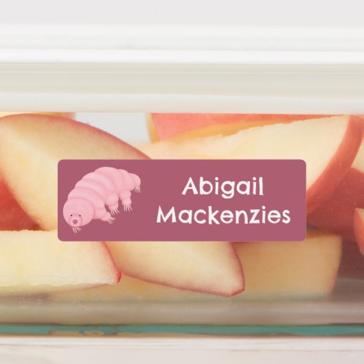 キュートなピンクのタルディグレードの水パーソナライズされた熊 ラベル (貼付)