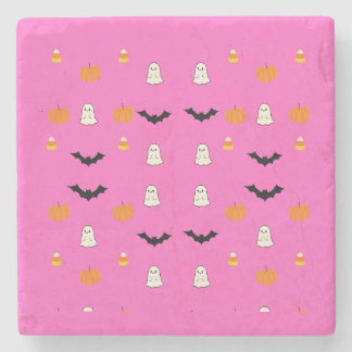 キュートなピンクのハロウィンコースター ストーンコースター