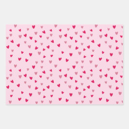 キュートなピンクのハート ロマンティックな結婚式ギフトセット ラッピングペーパーシート
