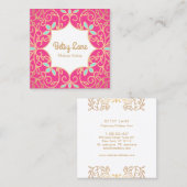 キュートなピンクのバラ金ゴールドの渦巻き旋回メイクアップアーティスト スクエア名刺 (正面/裏面)