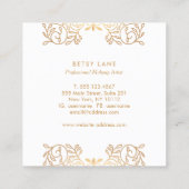 キュートなピンクのバラ金ゴールドの渦巻き旋回メイクアップアーティスト スクエア名刺 (裏面)