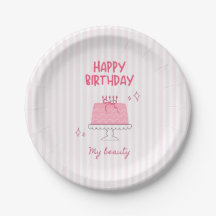 キュートなピンクのバースデーケーキ "Happy Birthday My Beauty"