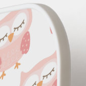 キュートなピンクのフクロウ、モノグラム ピックルボールラケット (左詳細)