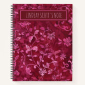 キュートなピンクのフローラ名前をカスタムするTo Doリストの仕訳帳 ノートブック (正面)