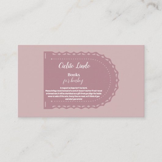 キュートなピンクのメキシコのシエルト・リンド・ブックスベビー エンクロージャーカード (正面)