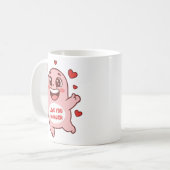 キュートなピンクのモンスター大好きアート コーヒーマグカップ (正面左)