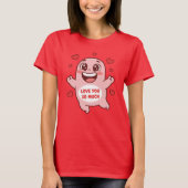 キュートなピンクのモンスター大好きアート Tシャツ (正面)