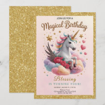 キュートなピンクのユニコーンの誕生日