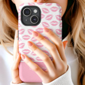 キュートなピンクのリップスティックキスのスクリプトネーム Case-Mate iPhoneケース
