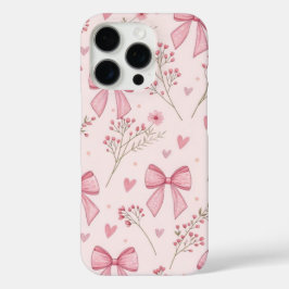 キュートなピンクのリボンとフラワーのスマホケース 🎀🌸 iPhone 16 PROケース