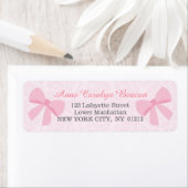 キュートなピンクのリボンの弓ダマスクパーソナライズされた ラベル (インサイチュ)