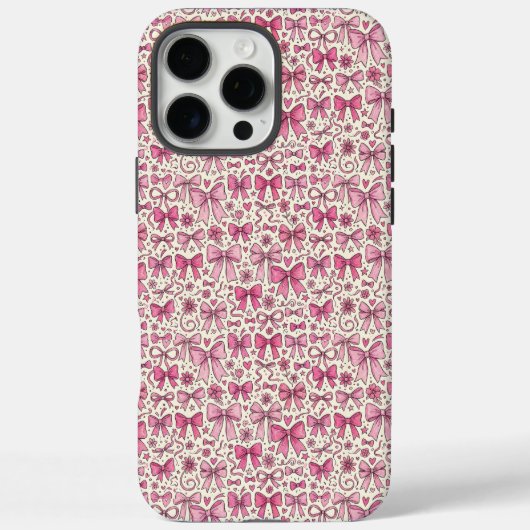 キュートなピンクのリボンの落書きパターンコケットスタイル Case-Mate iPhoneケース (裏面)