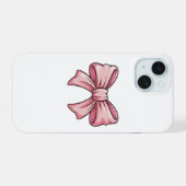 キュートなピンクのリボン・コケット風iPhoneケース iPhone 15ケース (裏面横)