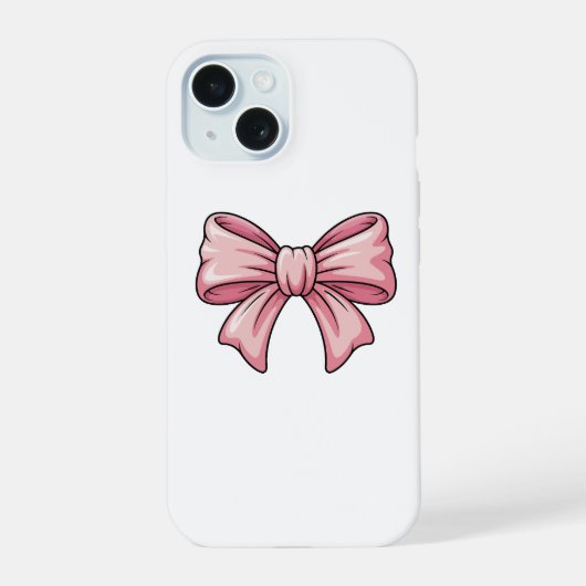 キュートなピンクのリボン・コケット風iPhoneケース iPhone 15ケース (裏面)