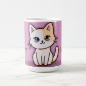 キュートなピンクの子猫の名前入り コーヒーマグカップ (中央)