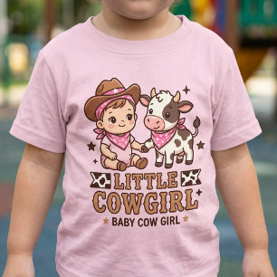 キュートなピンクの小さなカウガールの赤ちゃんカウガールウェスタン ベビーTシャツ