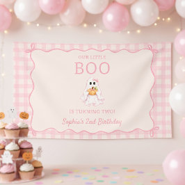 キュートなピンクの幽霊 ハロウィン お誕生日 横断幕