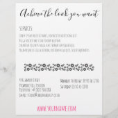 キュートなピンクの弓グレーと白のブレイダーのヘアスタイリング チラシ (裏面)