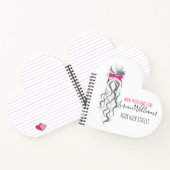 キュートなピンクの弓グレーと白のブレイダーのヘアスタイリング ノートブック (内部)