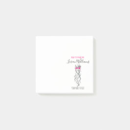 キュートなピンクの弓グレーと白のブレイダーのヘアスタイリング ポストイット