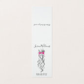 キュートなピンクの弓グレーと白のブレイダーのヘアスタイリング 名刺 (外部フラット)