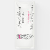 キュートなピンクの弓グレーと白のブレイダーのヘアスタイリング 横断幕 (縦)