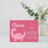 キュートなピンクの恐竜の女の子バレンタインデー シーズンポストカード (スタンド正面)