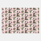 キュートなピンクの森クマの妖精キノコの森 ラッピングペーパーシート (正面2)