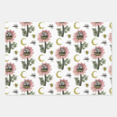 キュートなピンクの森クマの妖精キノコの森 ラッピングペーパーシート (正面)