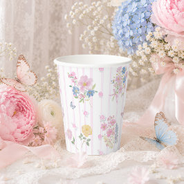 キュートなピンクの花柄の女の子のベビーシャワー 紙コップ
