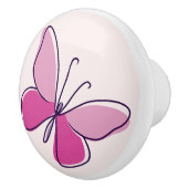 キュートなピンクの蝶ドードル セラミックノブ (右)