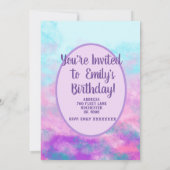 キュートなピンクの雲モノグラム 招待状 (裏面)