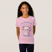 キュートなピンクの音楽アホロートルモノグラム Tシャツ (正面フル)