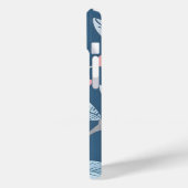 キュートなピンクの鳥の青の灰色のモノグラムパーソナライズされた Case-Mate iPhoneケース (裏面 / 左)