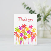 キュートなピンクの黄色のオレンジ色のシンプル花ありがとう ポストカード (スタンド正面)