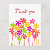 キュートなピンクの黄色のオレンジ色のシンプル花ありがとう ポストカード (正面)